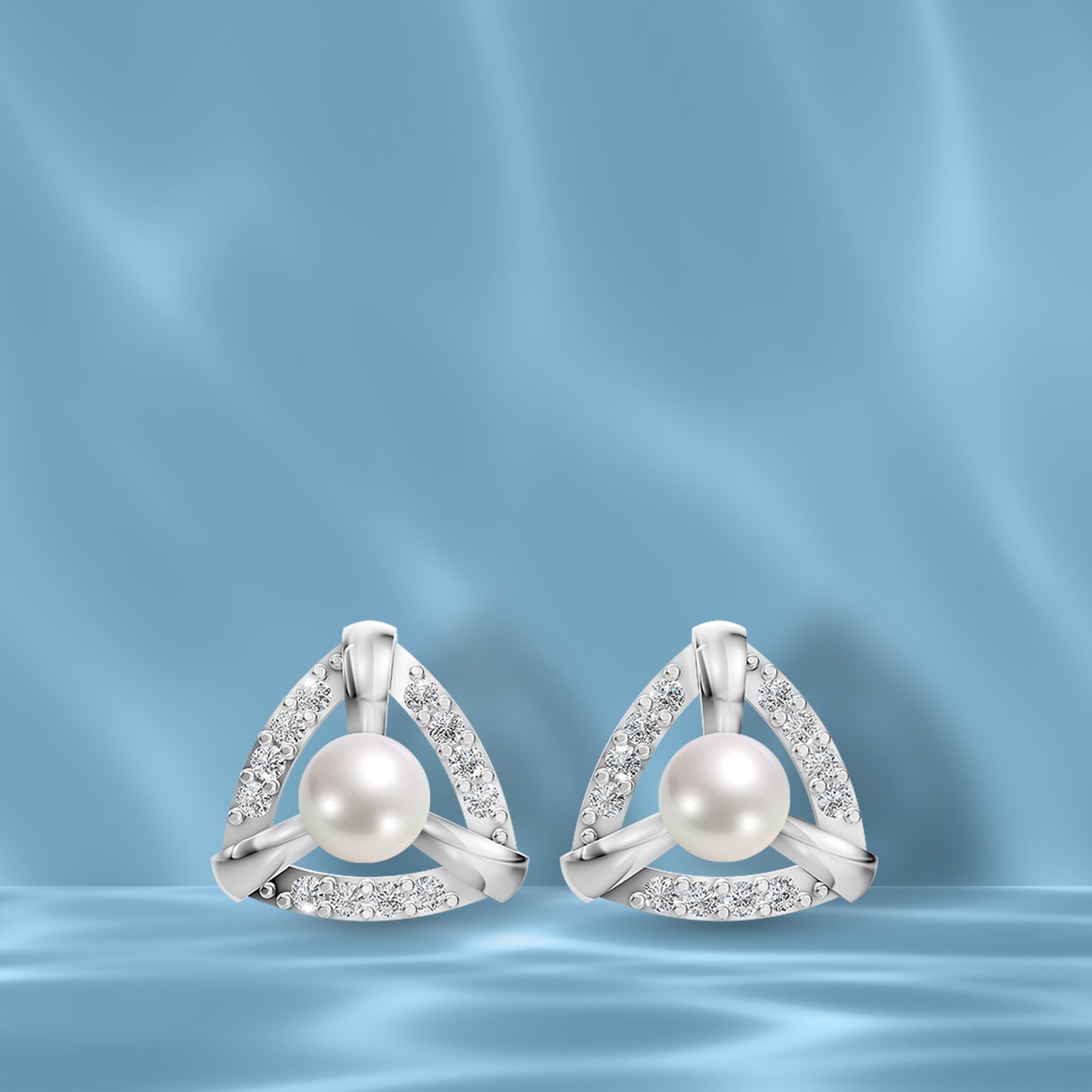 Trinity Pearl & 92.5 Silver Stud Earrings