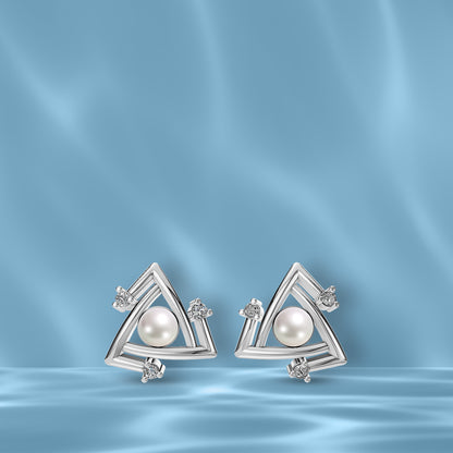 Structure Pearl & 92.5 Silver Earrings