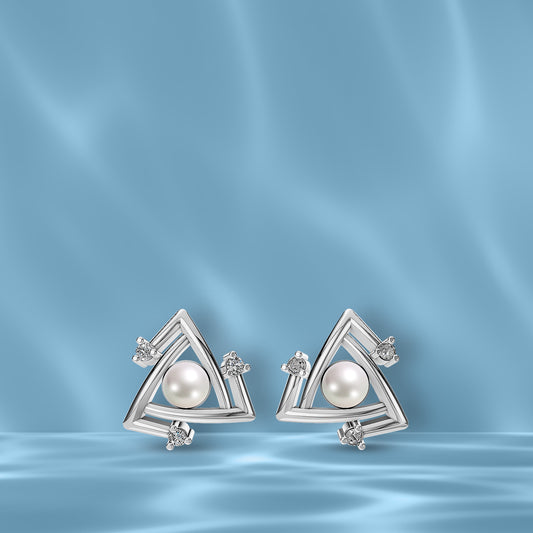 Structure Pearl & 92.5 Silver Earrings