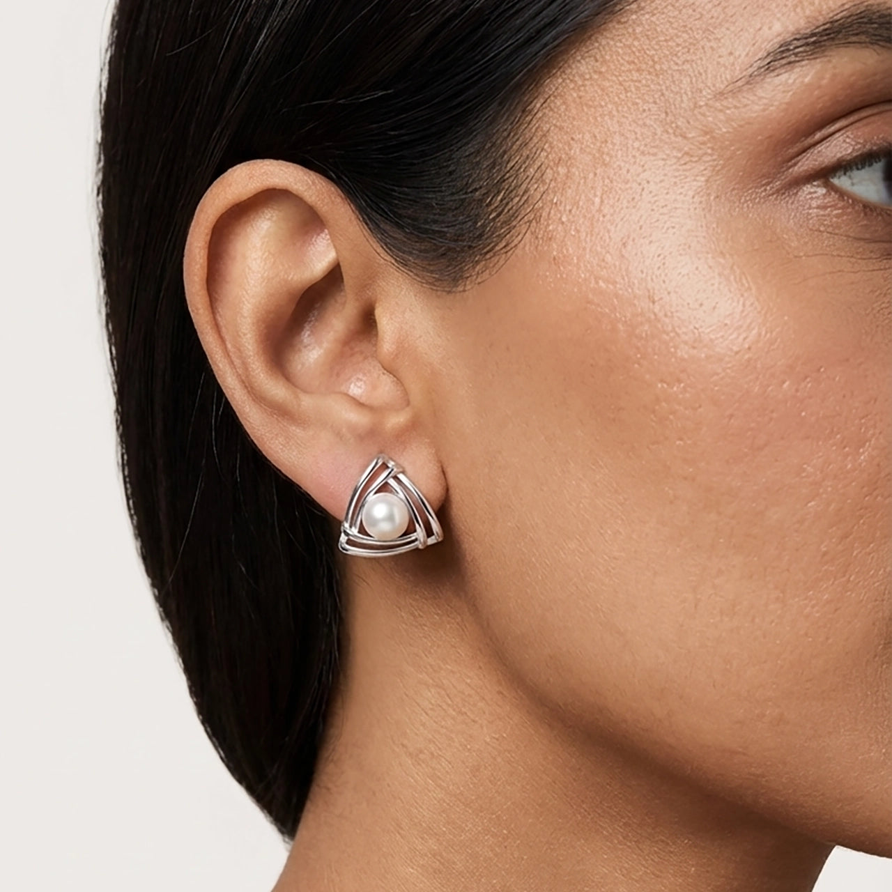 Prism pearl silver studs premium detailing