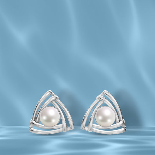 Prism Pearl & 92.5 Silver Studs Earrings