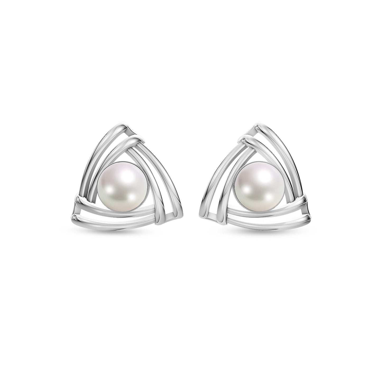 Prism Pearl & 92.5 Silver Studs Earrings