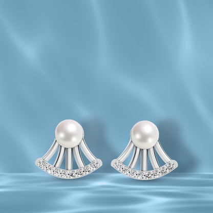 Arc Pearl & 92.5 Silver Earrings