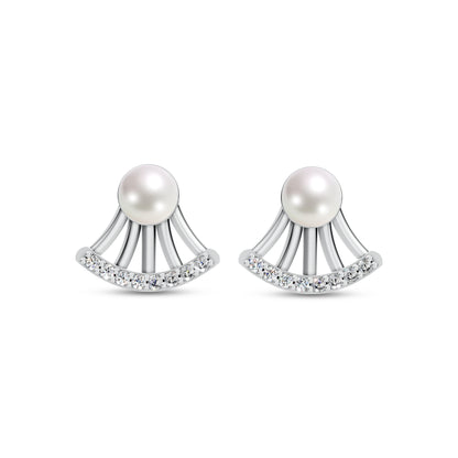 Arc Pearl & 92.5 Silver Earrings