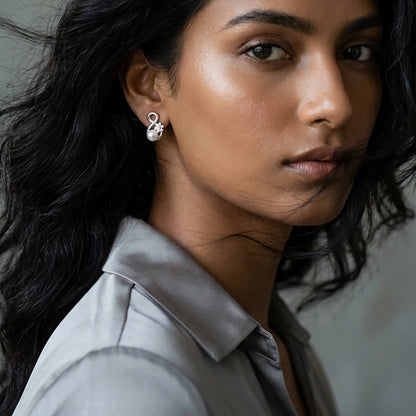 Infinity pearl earrings stylish silver jewelry look
