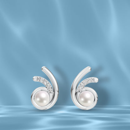 Orbit Pearl & 92.5 Silver Stud Earrings