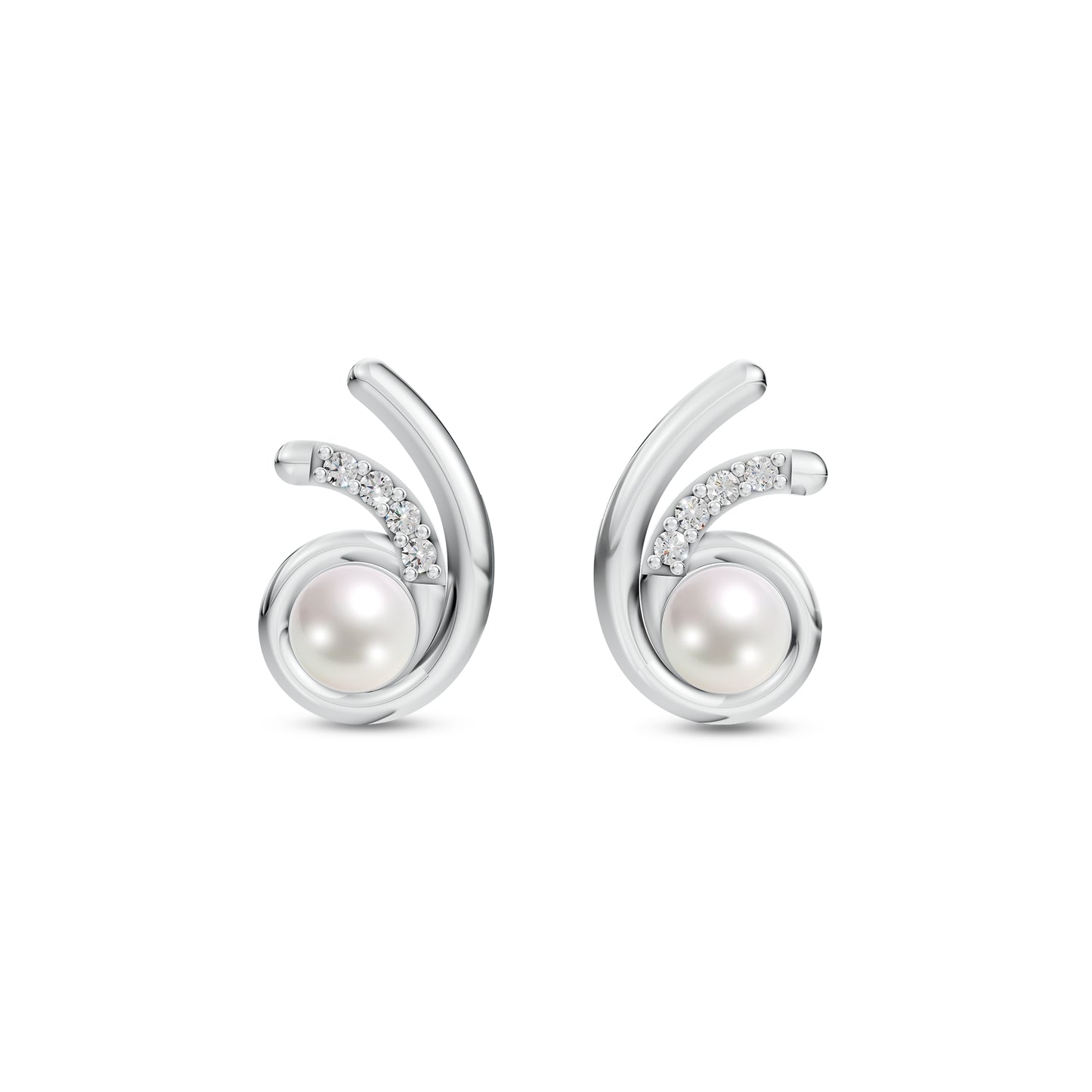 Orbit Pearl & 92.5 Silver Stud Earrings