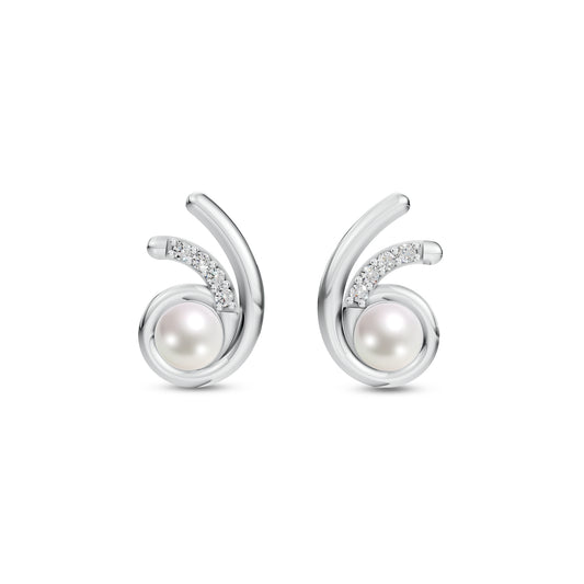 Orbit Pearl & 92.5 Silver Stud Earrings