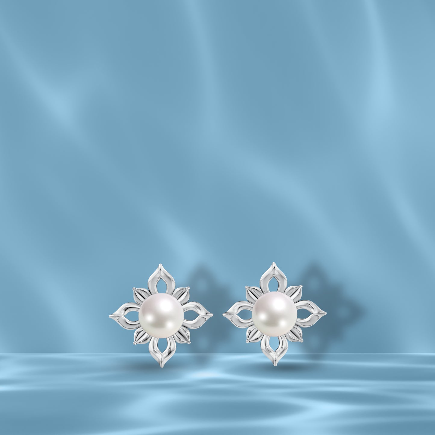 Jasmine Pearl & 92.5 Silver Stud Earrings