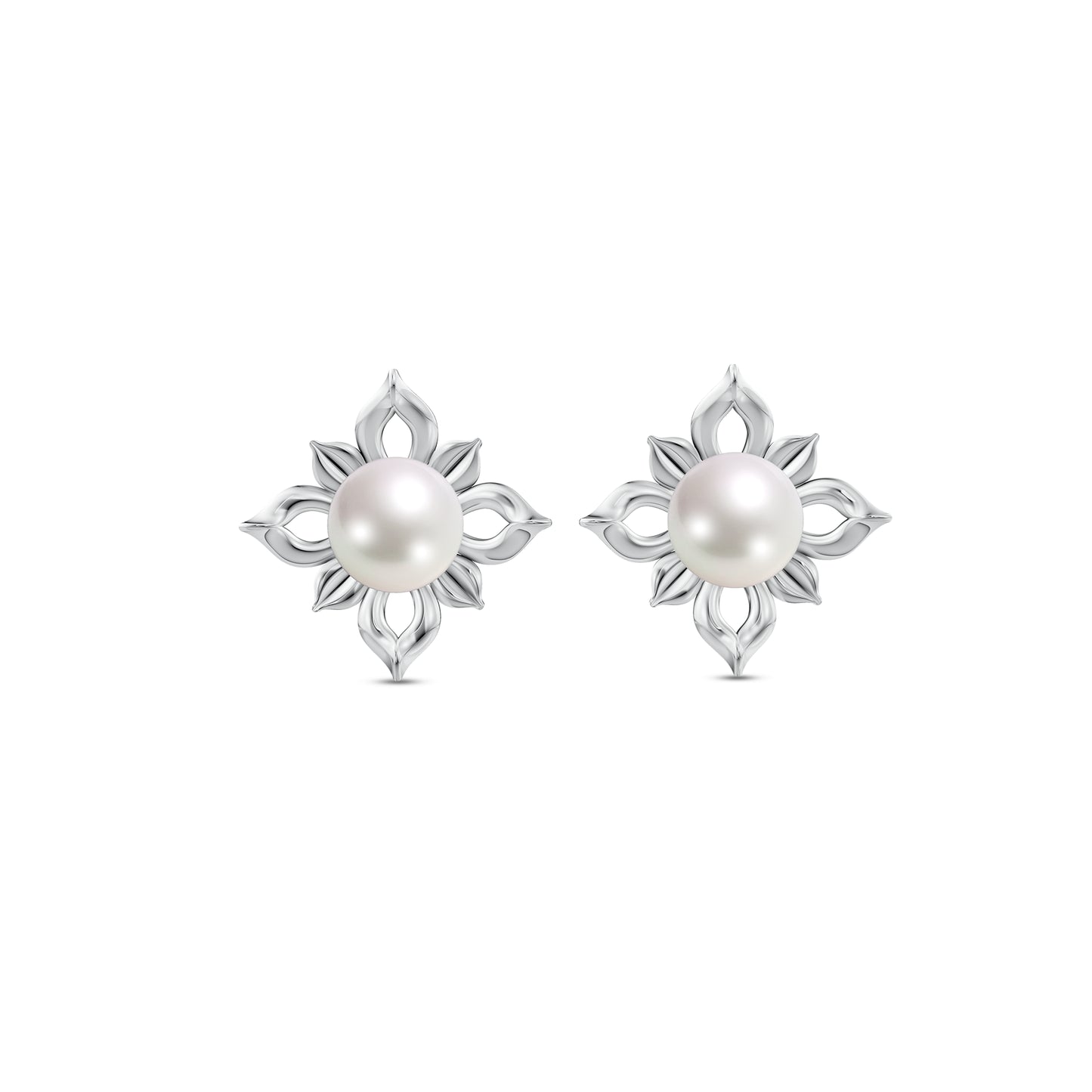 Jasmine Pearl & 92.5 Silver Stud Earrings
