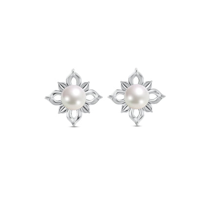 Jasmine Pearl & 92.5 Silver Stud Earrings