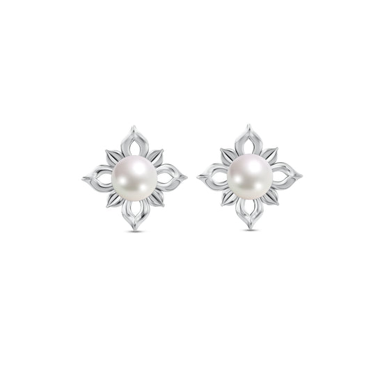 Jasmine Pearl & 92.5 Silver Stud Earrings