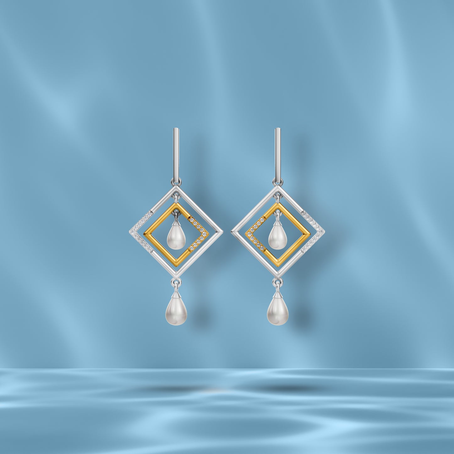 Noa 92.5 Silver & Freshwater Pearl Dual-Tone Earrings