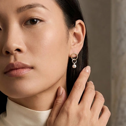Rina 92.5 Silver & Freshwater Pearl Dual-Tone Earrings