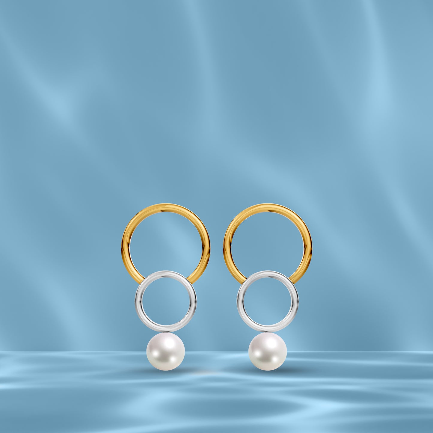 Rina 92.5 Silver & Freshwater Pearl Dual-Tone Earrings