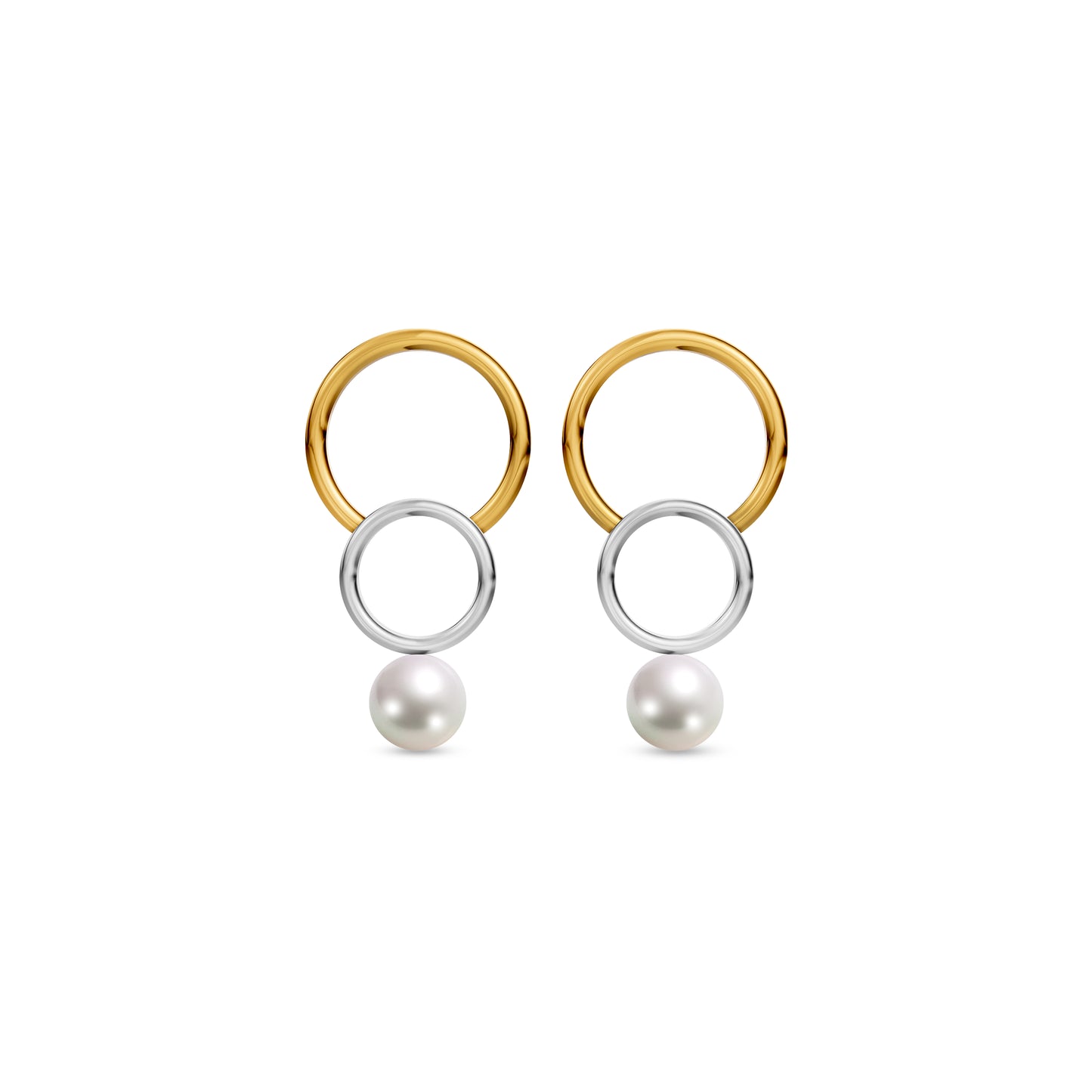 Rina 92.5 Silver & Freshwater Pearl Dual-Tone Earrings