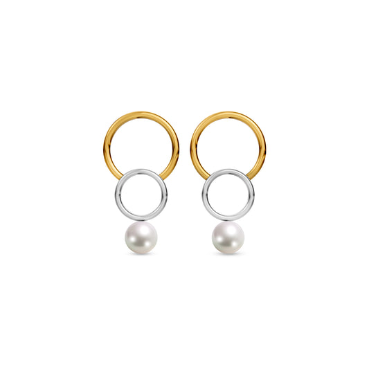 Rina 92.5 Silver & Freshwater Pearl Dual-Tone Earrings