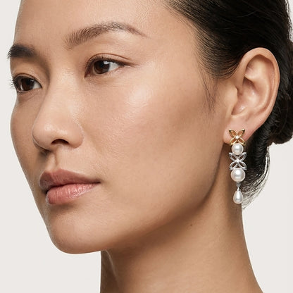 Kayra 92.5 Silver & Freshwater Pearl Dual-Tone Earrings