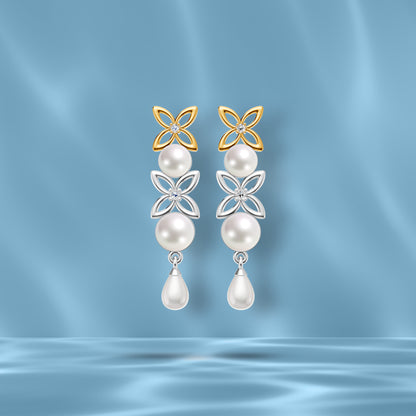 Kayra 92.5 Silver & Freshwater Pearl Dual-Tone Earrings