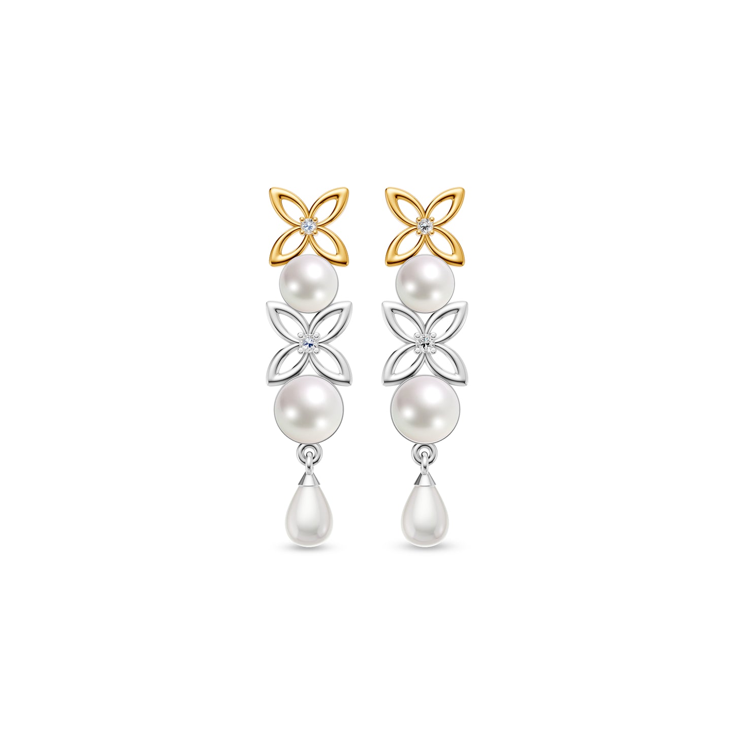 Kayra 92.5 Silver & Freshwater Pearl Dual-Tone Earrings