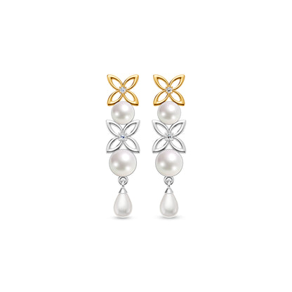 Kayra 92.5 Silver & Freshwater Pearl Dual-Tone Earrings