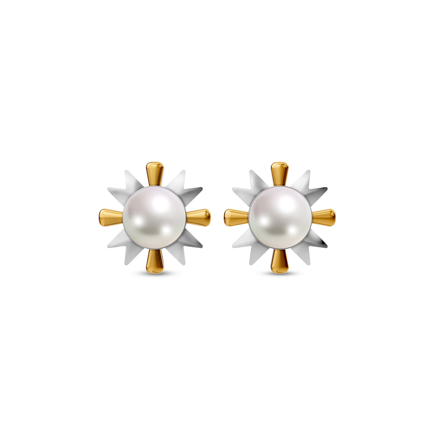 Amel 92.5 Silver & Freshwater Pearl Dual-Tone Stud Earrings