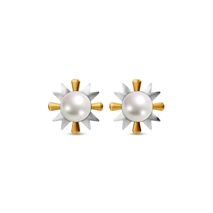 Amel 92.5 Silver & Freshwater Pearl Dual-Tone Stud Earrings