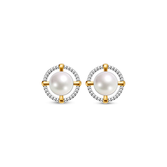 Liya Sira 92.5 Silver & Freshwater Pearl Dual-Tone Earrings