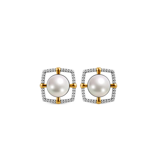 Tiya Sira 92.5 Silver & Freshwater Pearl Dual-Tone Earrings