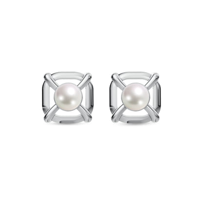 Quadra Pearl & 92.5 Silver Studs Earrings