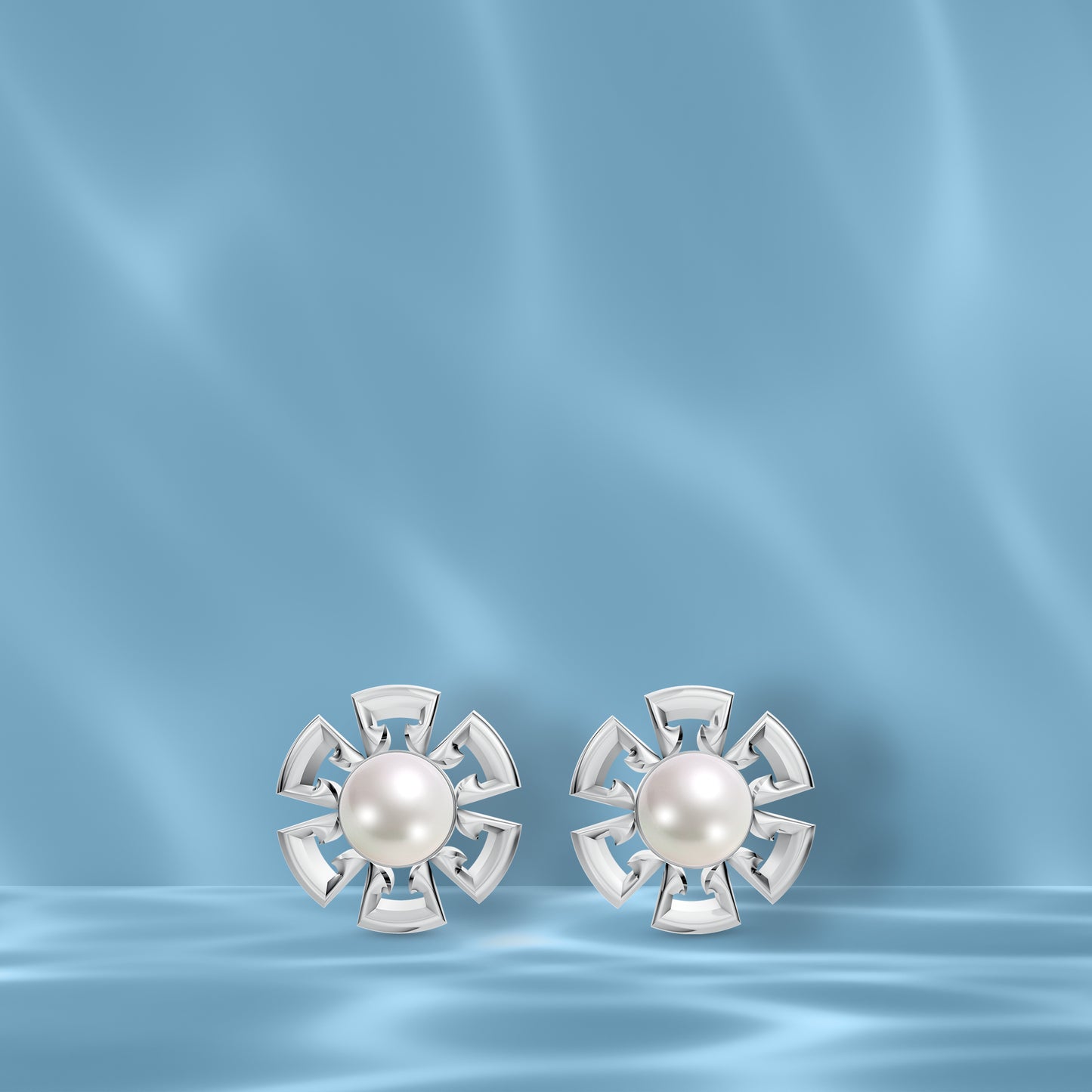 Classic Floral Pearls & 92.5 Silver Earrings