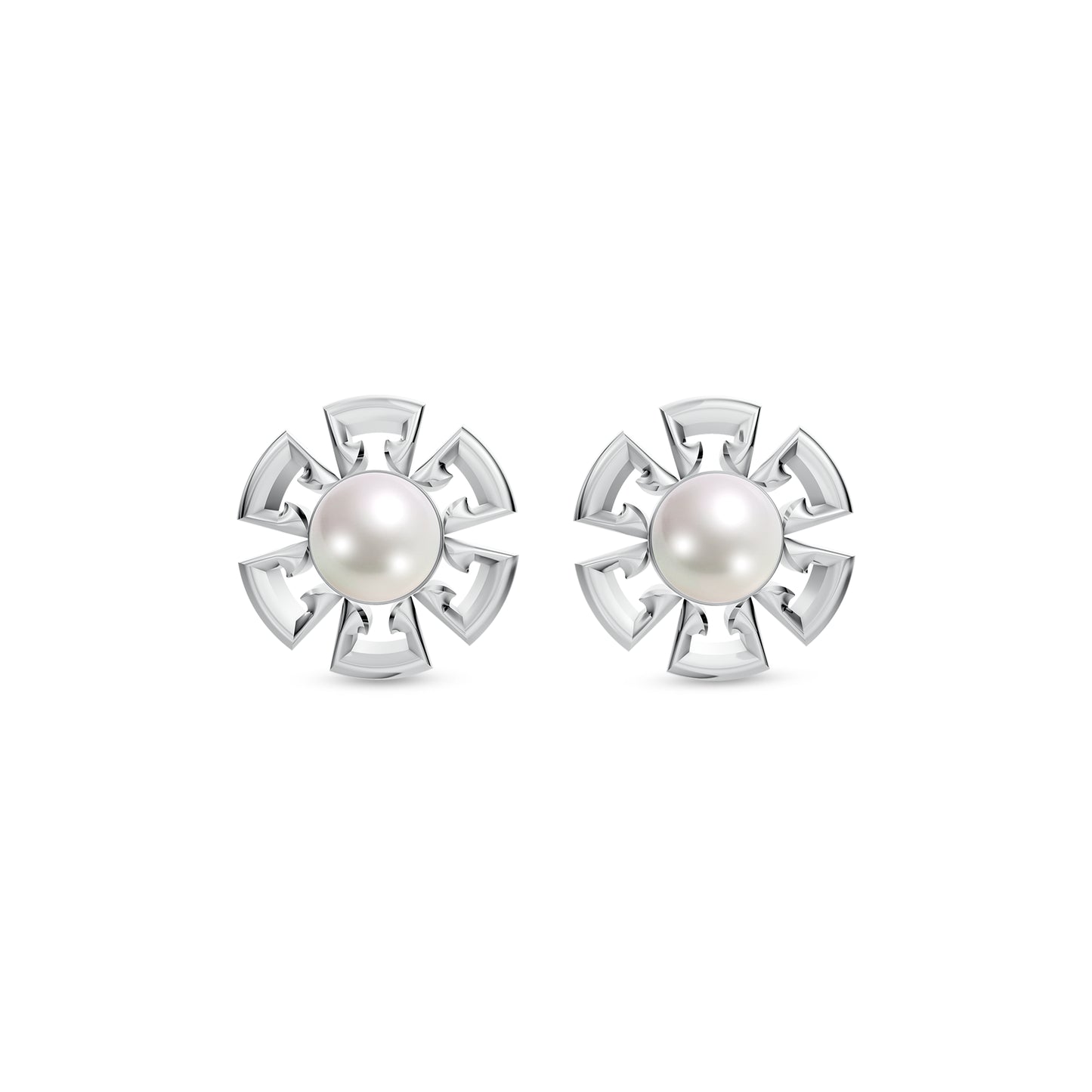 Classic Floral Pearls & 92.5 Silver Earrings