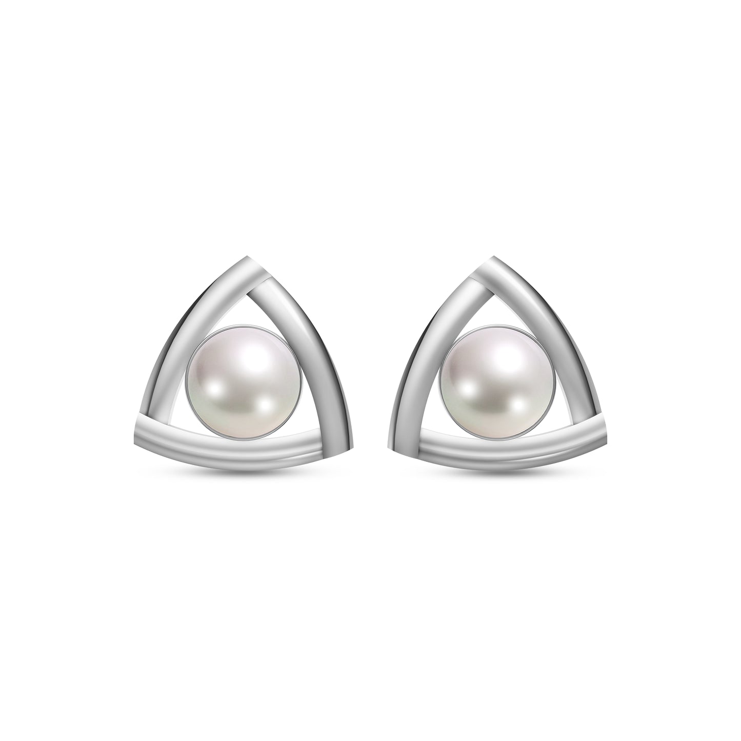 Tria Pearl & 92.5 Silver Studs Earrings