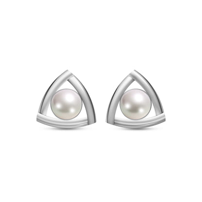 Tria Pearl & 92.5 Silver Studs Earrings