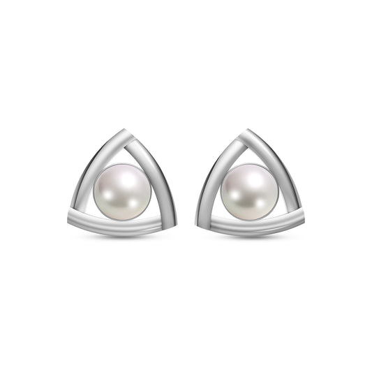 Tria Pearl & 92.5 Silver Studs Earrings