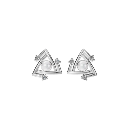 Structure Pearl & 92.5 Silver Earrings