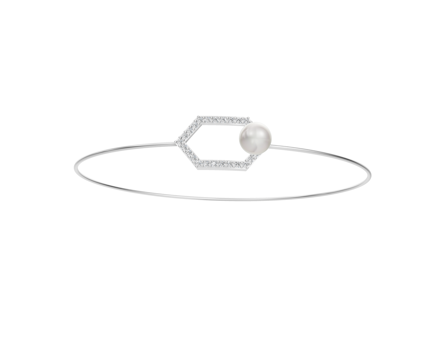 Hexa Lock Pearl & 92.5 Silver Kada/Bracelet