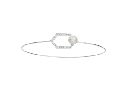 Hexa Lock Pearl & 92.5 Silver Kada/Bracelet