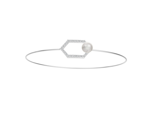 Hexa Lock Pearl & 92.5 Silver Kada/Bracelet