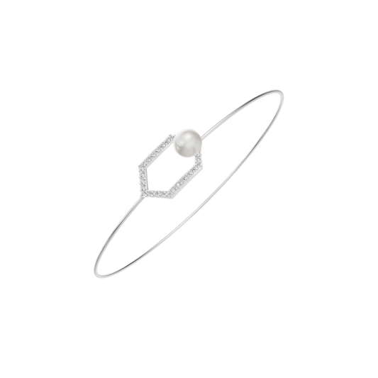 Hexa Lock Pearl & 92.5 Silver Kada/Bracelet