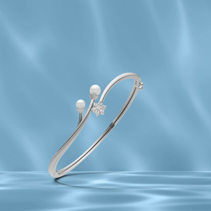 Duelle Freshwater Pearl & 92.5 Silver Kada/Bracelet
