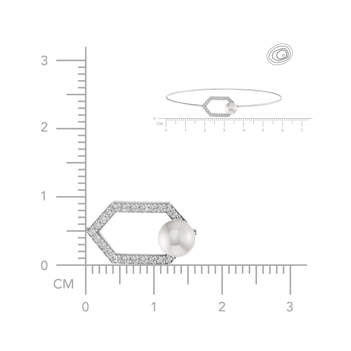Hexa Lock pearl silver kada bracelet detailed design