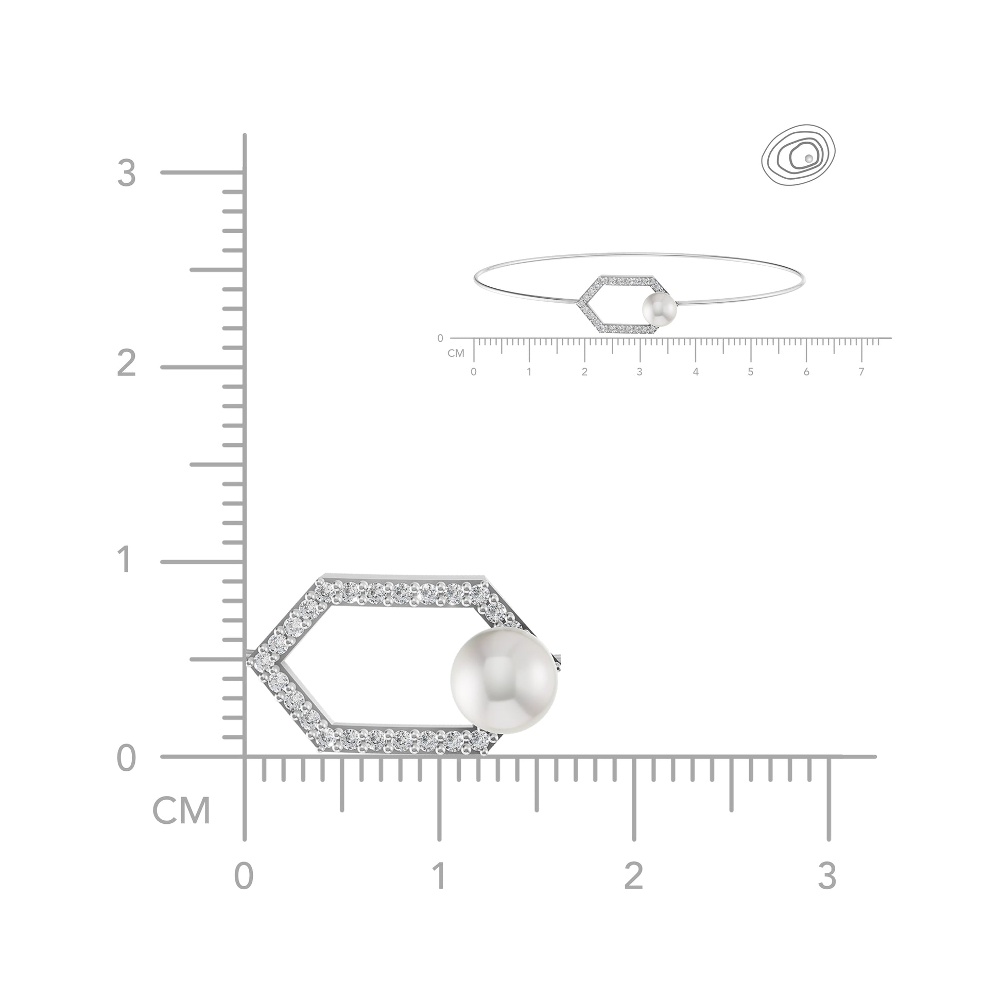 Hexa Lock pearl silver kada bracelet detailed design