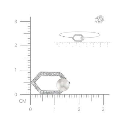 Hexa Lock pearl silver kada bracelet detailed design