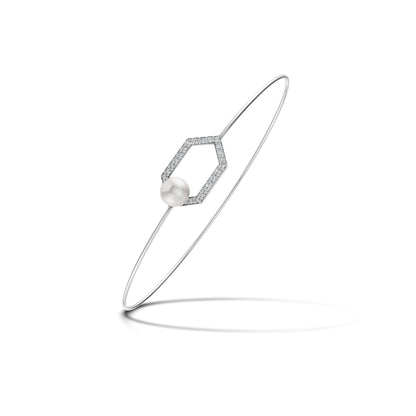 Hexa Lock pearl 92.5 silver kada bracelet