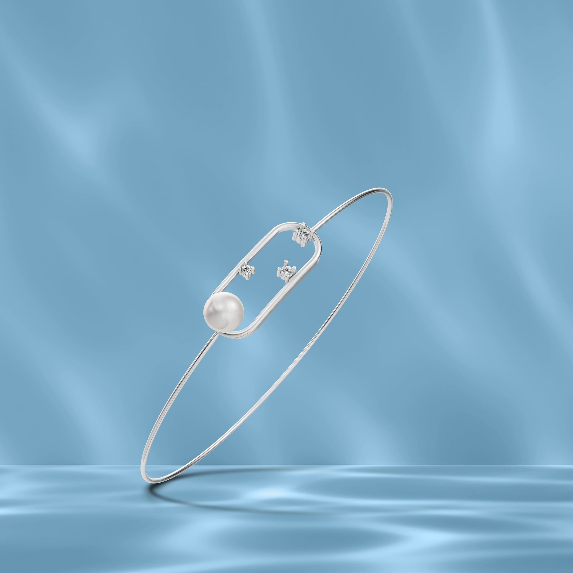 Grace Lock pearl 92.5 silver kada bracelet