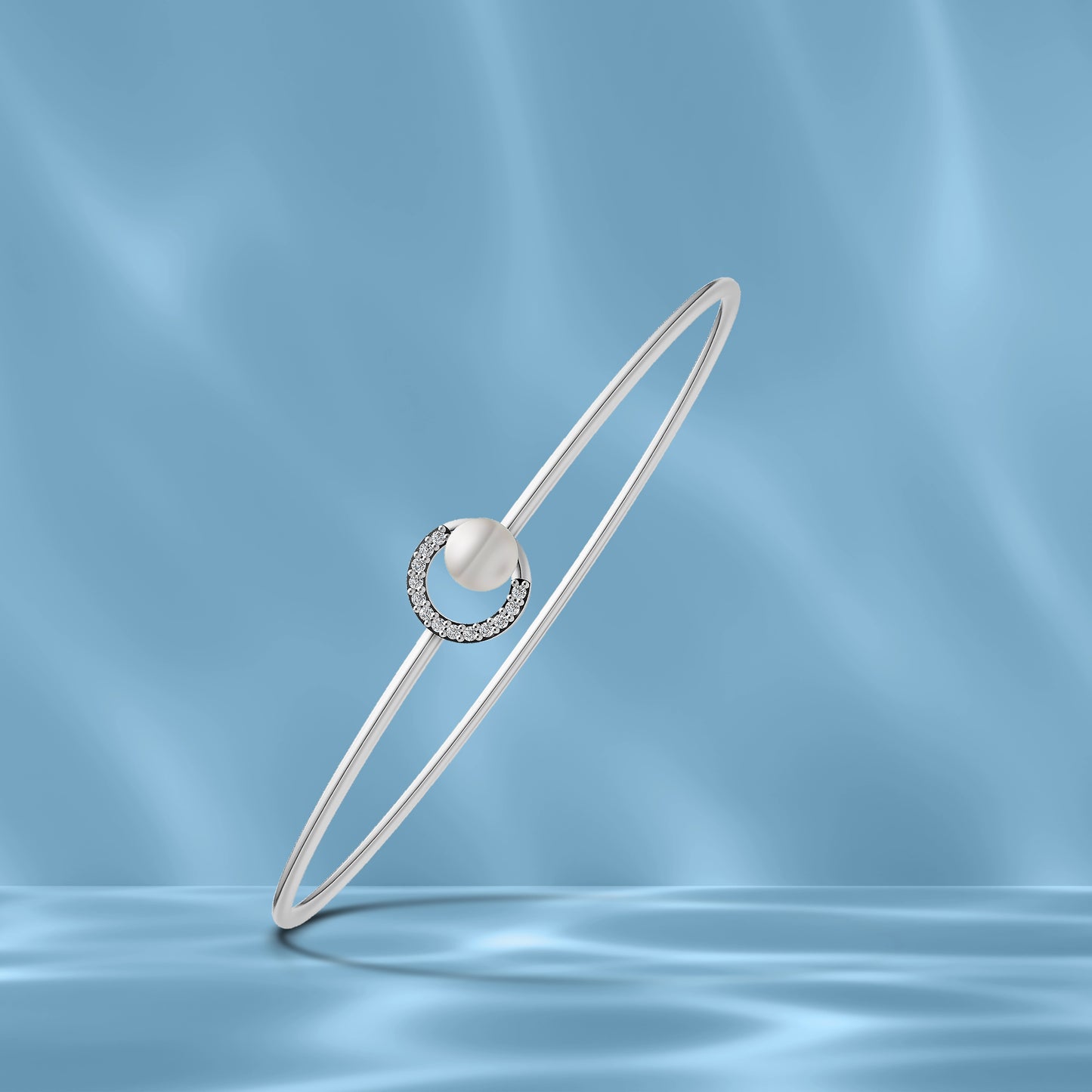 Halo pearl 92.5 silver kada bracelet