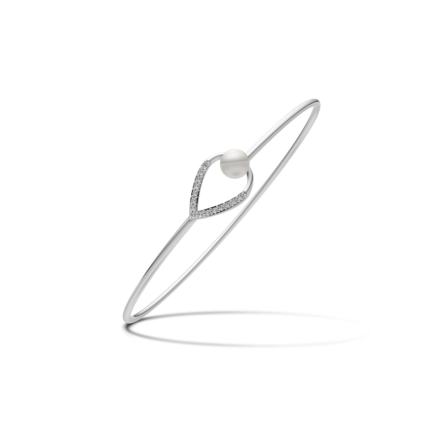 Minimalist pearl 92.5 silver kada bracelet