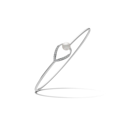 Minimalist pearl 92.5 silver kada bracelet