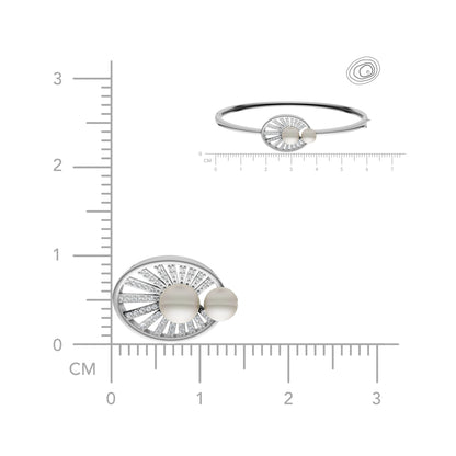 Women's kada with sterling silver with pearl studs by Sohvii